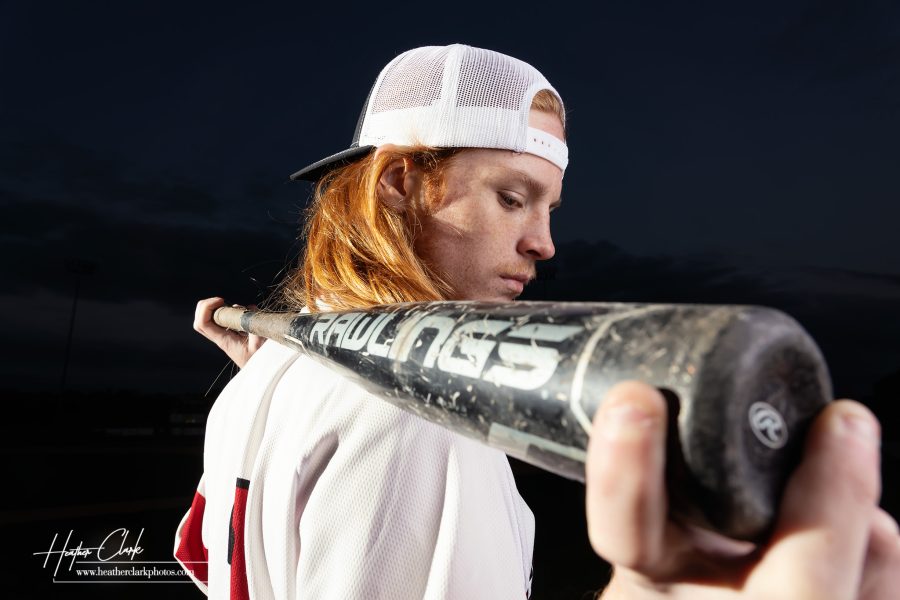 Senior Baseball Player with Rawlings Bat