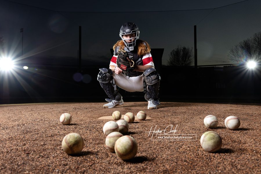 Centerville High School Senior Catcher with Baseballs